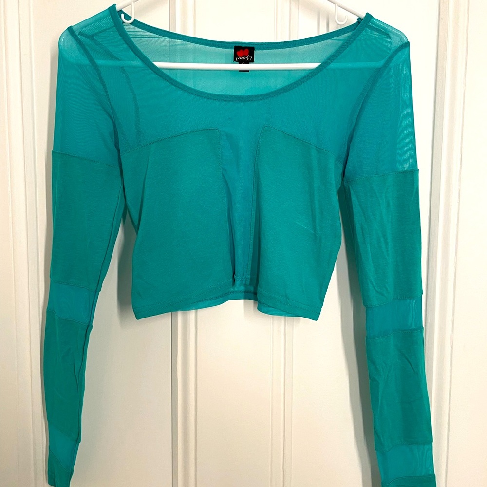 Teal Green Sheer Crop Top sexy